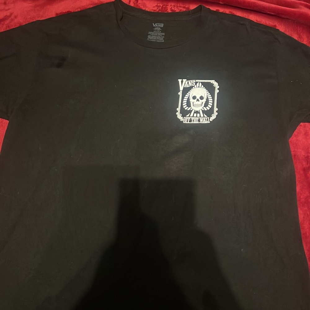 Edgy Black Vans Shirt with white skulls!!! 💀